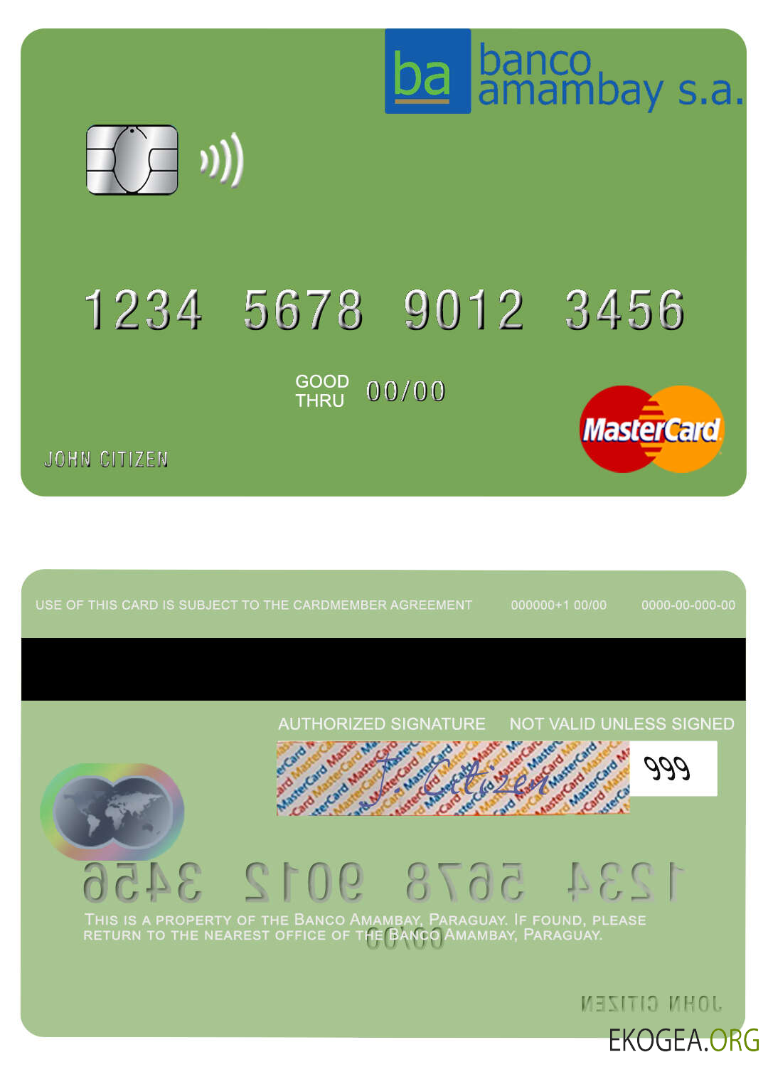 Carte Mastercard de la Banco Amambay du Paraguay